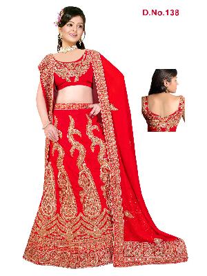 red heavy embroidered banglore silk fabric lahenga choli
