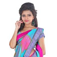 Blue Coloured Marble Chiffon Graphic Print Saree