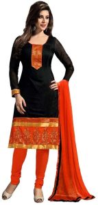 Black chanderi untichhed dress material