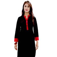 Plain Black Cotton Unstitched Kurti