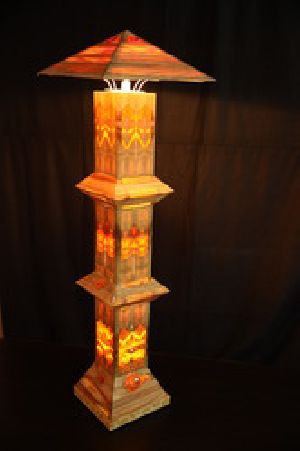 Wooden Jap Tower Floor Lamp
