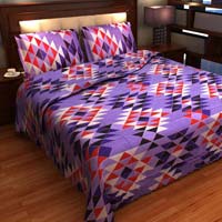 Factorywala Premium Cotton Checkered Print Purple Colour Double Bed Sh