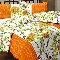 Floral Printed Cotton Orange AC Single Bed Blanket