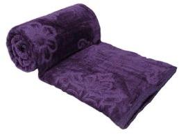 Mink Double Bed Floral Embossed Purple Blanket