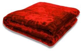 Mink Double Bed Floral Embossed Red Blanket