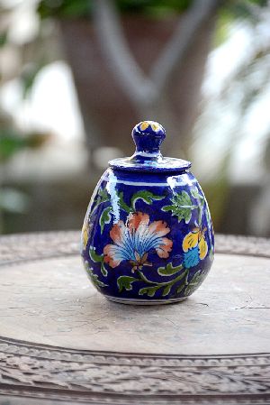 Blue Pottery Sugar Pot