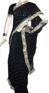 Black Georgette Embroidered Saree