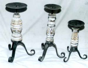 KE-06 Carved Wood Candle Stands