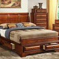 wooden storage bed