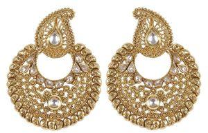 Indian Beautiful Antique Gold Polished Round Style Earrings