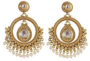 Indian Beautiful Antique Gold Polished With Pearl Earrings