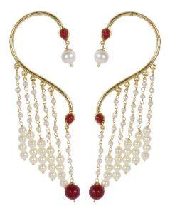 Indian Fashionable Pearl Stone Ear Cuff Earrings For Women