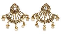 Indian Traditional Style Ear Cuff Antique Polished Pearl Earrings