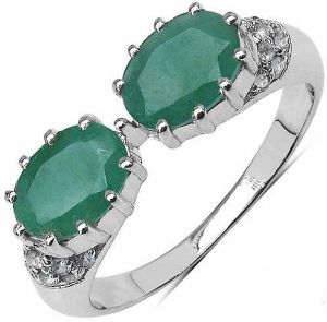 Emerald  CZ Gemstone Ring With 925 Sterling Silver