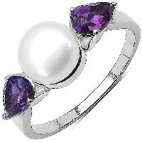 Pearl  aAmethyst Gemstone Ring With 925 Sterling Silver