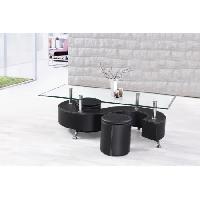 Glass Top Leather Base Coffee Table