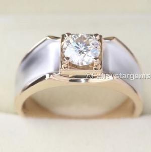 1.5CT Off White Moissanite Mens Engagement Rings