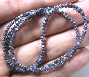 Black Color Rough Diamond Beads Necklace