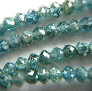 Blue Color Faceted Diamond Beads Necklace