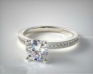 Bright Set Milgrain Pave Engagement Rings