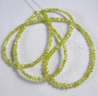 Yellow color loose faceted diamond beads necklace
