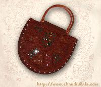 Roundhand Crafted Handbag with Mirror Work