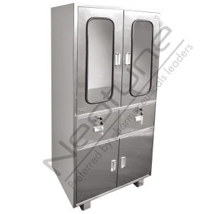 Stainless Steel Apron Cabinet Glass