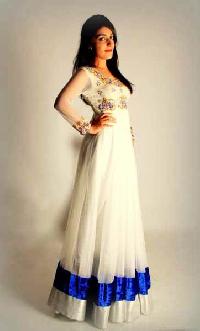 White Net Anarkali Suit