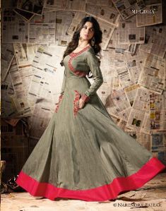Skyblue Fashion Party Wear Long Anarkali Type Salwar suit1