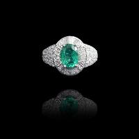 11 - Ratna Mahal Elegant Diamond Cross and Emerald Ring