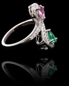 16 Elegant Emerald Ring, Pink Sapphire Ring