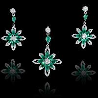 3 Green Stars Set Emerald Earring