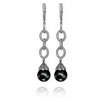 6 Jazz Drop Black Pearl Diamond Earrings