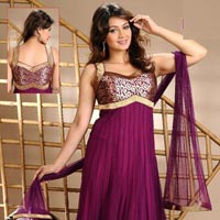 Purple Netted Readymade Kameez