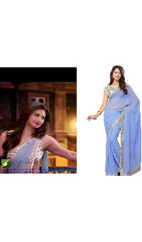 Glamorous Daisy Shah Sushila Bollywood Replica Grey Border Sarees