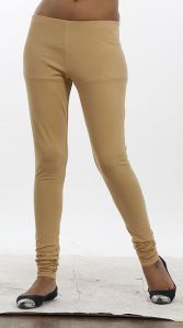 Women Beige Solid Leggings