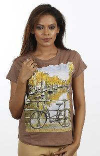 Women Brown Cycle t shirt