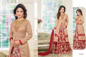 Chikoo Faux Georgette Semi Stitched Salwar Suits
