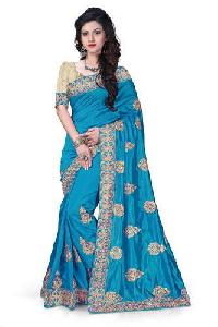 Light Blue Embroidered Zoya Silk Sarees