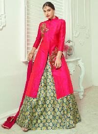 Pink Banglori Silk Indo Western Lehenga Suits