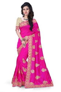 Pink Embroidered Zoya Silk Sarees