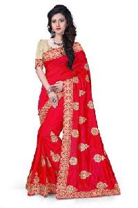 Red Embroidered Zoya Silk Sarees