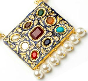 Navaratana kundan pendant set