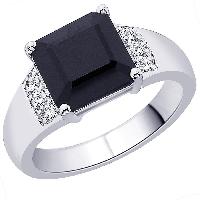 Silver Square Black Stone Zircon uncouth Style Ring