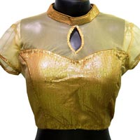 High Neck with Keyhole Neck Designer Blouse