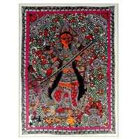 Maa Durga Madhubani Mithila Style Painting : Madhubani Paintings