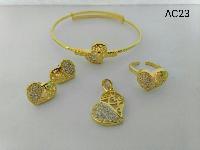 Gold Plated Pendant Set With Bracelet and Ring