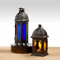 Iron Coloured Glass Lantern