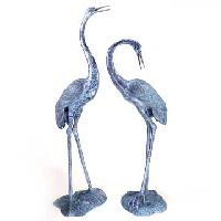 Large Brass Crane Statue