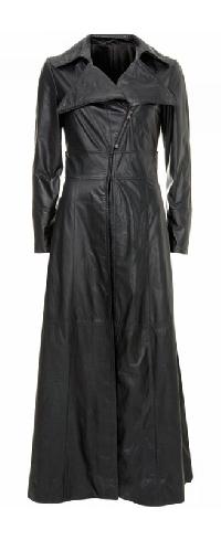 womens long leather coat